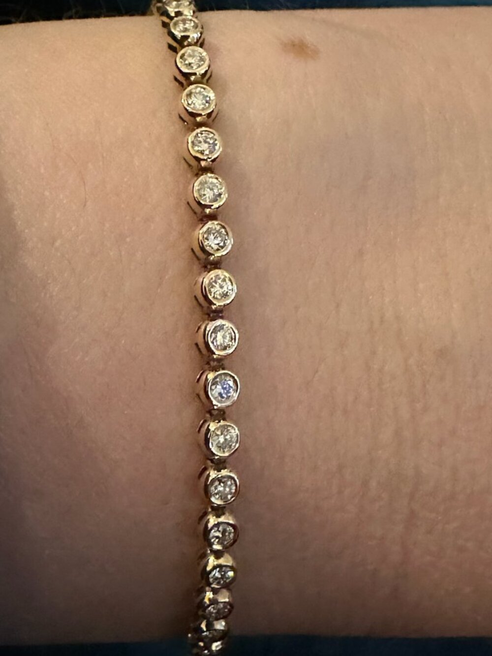 Diamond Bezel Tennis Bolo Bracelet in 14K Yellow Gold, 1.20 ct. t.w.